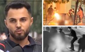 "Primul gând a fost să îl salvăm". Mărturia poliţiştilor care i-au salvat viaţa bărbatului care şi-a dat foc în Centrul Vechi. Omul ar fi suferit din dragoste