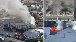 Incendiu puternic izbucnit la hotelul Black Tulip din Dej. Pompierii intervin de urgenţă să stingă flăcările