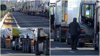 Cozi interminabile de TIR-uri în vama din Galaţi, după ce frontiera Isaccea s-a închis. Oamenii stau la rând de trei zile şi nu au nici măcar o sticlă cu apă