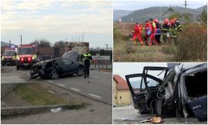 Șofer aruncat din mașină, după un impact devastator pe un drum din Cluj. Tânărul de 30 de ani este în stare critică