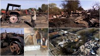 "Uită-te cum vine necazul". Cu ochii în lacrimi, doljenii rămaşi pe drumuri, îşi numără pagubele. Infernul de foc le-a mistuit agoniseala de-o viaţă