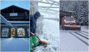 Prima zăpadă din această toamnă. La Bâlea Lac, stratul a atins deja 15 cm. A nins și în Bucovina și la Voineasa