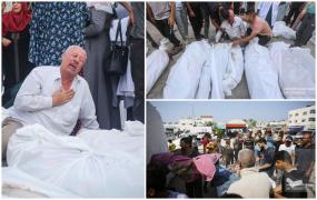 Urmările atacului israelian de la Al-Aqsa: Sute de cadavre întinse pe drum, înfăşurate în cearşafuri albe. Mulţi oameni au rămas captivi în ruine