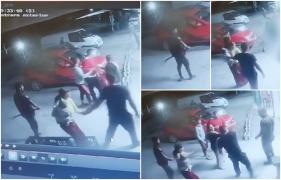 Tineri loviți cu parul, pumnii și picioarele în fața unui magazin din Sălaj. Bătaia sălbatică a fost filmată de camere