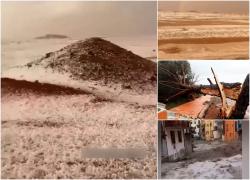 Fenomen meteo rar. În Arabia Saudită, deşertul a fost acoperit de grindină. În Europa, furia naturii s-a dezlănţuit în Italia şi Franţa