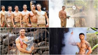 Pompierii australieni, ședință foto incendiară. La bustul gol, au pozat printre flăcări, cu urși koala în brațe sau lângă cai