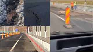 Podul de peste Dunăre de la Brăila, fisuri imense în asfaltul turnat în urmă cu o lună: "Ce îi faceţi, mă, iar s-a stricat?"