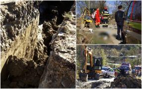 "Ne-am dus şi am dat cu mâinile!" Moarte cumplită pentru un muncitor din Argeș, îngropat sub un mal de pământ. Intrase în șanț, ca să așeze o conductă de apă