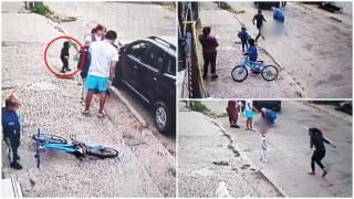 Momentul în care copilul de 1 an și 5 luni este călcat de mașina Poliției, pe o stradă din Brăila. Micuțul a murit pe loc