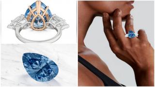 Suma uluitoare cu care se vinde un diamant albastru "Bleu Royal" la o licitaţie din Geneva. Câte carate are piatra preţioasă