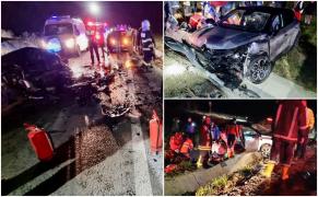 Gravidă readusă la viață de medici pe marginea drumului, după un accident înfiorător. Două mașini s-au ciocnit frontal între Bran şi Râşnov