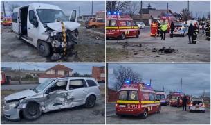 Accident cu opt răniți, în Constanța. Un microbuz și o mașină s-au făcut praf pe o șosea din Techirghiol. Printre victime, o copilă de 15 ani