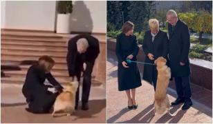 Codruţ, câinele Maiei Sandu, l-a muşcat pe preşedintele Austriei, aflat în vizită în Republica Moldova