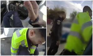 "Jos, jos! Doamne fereşte!" Un şofer rupt de beat a încercat să-i calce cu maşina pe poliţişti, în Capitală. Momentul în care e prins: cu greu a putut fi oprit