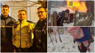 Filmul unei misiuni de foc, surprins de un bodycam în Predeal. O familie cu un bebeluş de 10 luni, salvată din casa mistuită de incendiu
