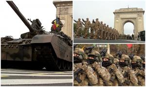 Parada de 1 Decembrie din Bucureşti. Avioane F-16 şi vehicule de luptă JLTV, de Ziua Naţională a României, la Arcul de Triumf