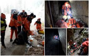 S-a dat alerta în Masivul Leaota. A fost doar un exerciţiu complex de salvare a unei victime în condiţii subterane extreme