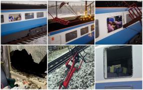 ANIMAŢIE. Pantograful unei locomotive s-a rupt şi a spart geamul vagonului. Trei studente au suferit răni la ochi