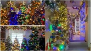 Cuplul care şi-a împodobit casa pentru Crăciun cu 555 de brazi artificiali. Au început pregătirile încă din luna iunie
