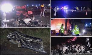 Un tânăr a murit pe loc, după ce a intrat cu o Skoda într-un TIR, pe un drum din Ilfov. Bucăți din mașină au fost aruncate la zeci de metri distanță