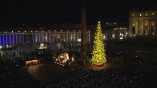 S-au aprins luminiţele de Crăciun în Piaţa Sfântul Petru din Vatican. Imagini de poveste cu faimosul brad de 25 de metri iluminat