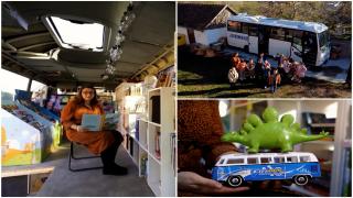 O învățătoare din Timiș i-a dat viață lui "Bibliozaur", un autobuz vechi transformat în cea mai neobișnuită librărie din țară. "Cel mai frumos spațiu de pe pământ"​