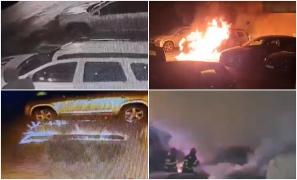 Mașina unei firme de pază din Iași, făcută scrum intenționat. Un individ, surprins cum aruncă substanţă inflamabilă pe vehicul, apoi îi dă foc