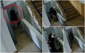 Bătrână bătută de un vecin, pe scara unui bloc din Ploieşti. Momentul atacului a fost filmat de o cameră de supraveghere