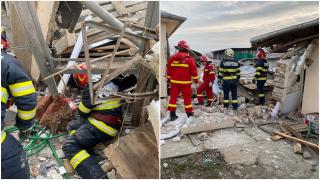 Explozie într-o casă din Prahova. O femeie de 80 de ani a fost prinsă sub dărâmături: victima, conştientă