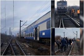 Locomotiva unui tren de călători a deraiat pe ruta Roșiori Nord - București Basarab. Întârzieri de 6 ore; unii pasageri şi-au pierdut cumpătul
