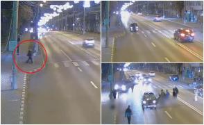 Momentul în care doi adolescenţi sunt spulberaţi de un şofer beat, pe o trecere din Suceava. Accidentul a fost filmat de camere