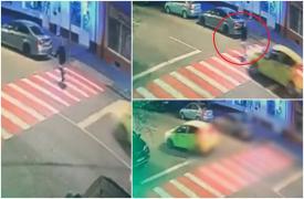 Buzoian spulberat pe trecerea de pietoni. Accidentul de groază a fost filmat de o cameră de supraveghere