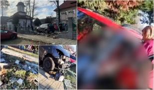 Accident în curtea Spitalului Victor Babeş din Timişoara. O femeie a confundat frâna cu accelaraţia, a distrus o mașină și un gard, apoi s-a înfipt într-un pom