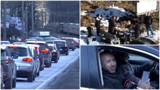 Sătui să stea în trafic pe DN1, mai mulți șoferi au pus de-o masă câmpenească la marginea drumului: "Faci o viaţă până acasă!"