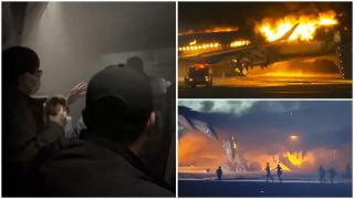 Imagini din interiorul avionului Airbus A350 cuprins de flăcări pe aeroportul din Tokyo. Coșmarul prin care au trecut pasagerii