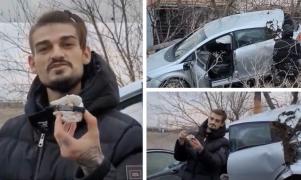 "Să dea cu fulger în mine acum". Un şofer din Constanţa a scăpat miraculos după ce s-a răsturnat şi a înfipt maşina în gard. Poliţia nu l-a testat antidrog, deşi era drogat