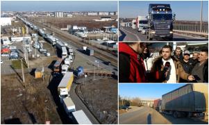 Transportatorii și fermierii blochează drumurile din ţară, vin cu tractoarele și camioanele spre București. Trafic paralizat pe A1, haos pe Centura Capitalei