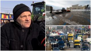 A plecat și singurul tractor care mai "protesta" în Piaţa Constituţiei. Transportator: "Suntem sufocaţi de ucraineni"