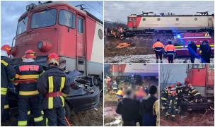 Filmul tragediei din Bacău, unde doi tineri soţi au murit în maşina strivită şi târâtă pe şine de tren. Doar 10 kilometri îi mai despărţeau de casă