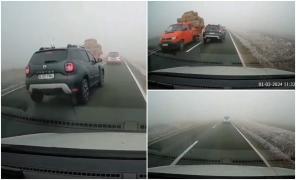 Şoferul unui Duster, depăşire criminală pe un drum din Galaţi. O cameră de bord a filmat manevra inconştientă