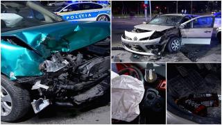 O șoferiță a izbit din plin o mașină, în sectorul 4 al Capitalei. Impactul, atât de puternic încât femeia s-a lovit cu capul de parbriz