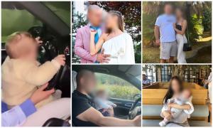 Bebeluşul "şofer" din Borşa, pus şi de tată la volanul maşinii de când avea 5 luni. Ce a păţit mama inconştientă, care s-a filmat fără centură, cu copilul în braţe