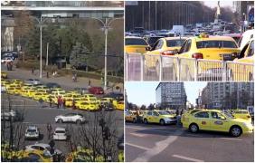 Taximetriştii au blocat traficul din centrul Capitalei, după ce negocierile cu Guvernul au rămas fără rezultat