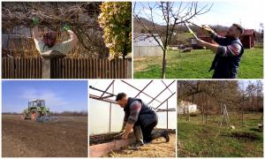 Vremea caldă i-a scos pe gospodari din case: au tuns pomii şi au săpat deja grădina. Acum se tem de un nou val de frig