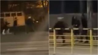 Momentul în care un bărbat din Iași își bate soția în plină stradă. Trecătorii i-au sărit în ajutor femeii, când au văzut-o întinsă la pământ