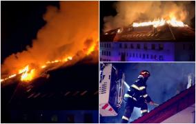 "Doamne, deci nu mai pot! Ce îmi tremură inima!" Iadul s-a dezlănțuit la Judecătoria Cornetu. Flăcările au cuprins clădirea în miez de noapte