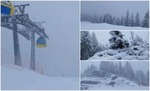 Iarnă autentică şi strat nou de zăpadă la munte. În ultimele ore, pe pârtiile din Postăvarul s-au depus 30 de cm de omăt