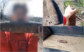 Doi copii din Galaţi, filmaţi cum se distrează cu un obuz neexplodat. Reacţia mamei când a văzut ce face fiul ei