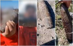 "Distracţie" periculoasă pentru doi copii din Galaţi. S-au jucat cu un proiectil explozibil din Al Doilea Război Mondial