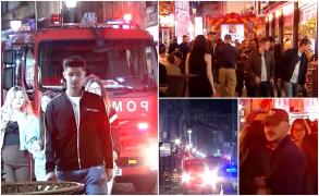 Pompieri în misiune, blocaţi pe străduţele din Centrul Vechi al Capitalei. Clienţii teraselor s-au certat cu poliţiştii şi jandarmii, revoltaţi că sunt evacuaţi